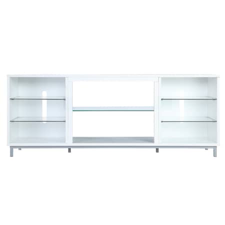 Manhattan Comfort Brighton 60" TV Stand with Glass Shelves and Media Wire Management in White TVFP4-WH